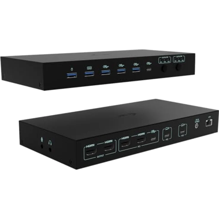 i-tec USB-C KVM Dock PRO für DREI Hosts, Dual Video, max. 92W, HDMI, 4 USB-Anschlüsse – Bild 1