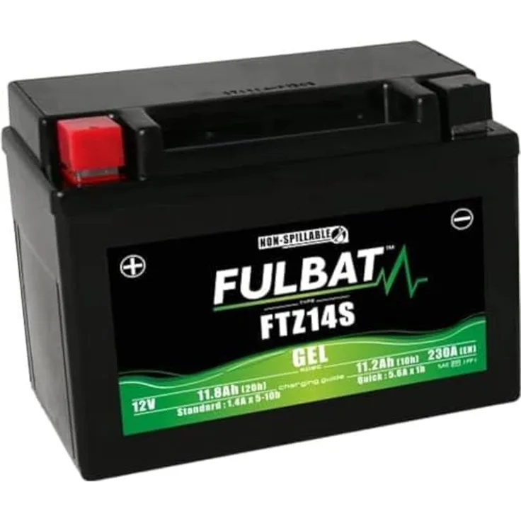 Fulbat FTZ14S Gel, Fahrzeugbatterie 12 V, 11.20 Ah, wartungsfrei, wasserdicht, montierbar in jeder Position
