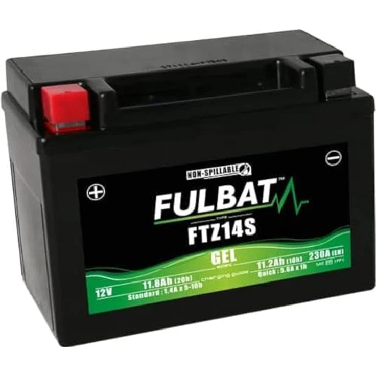 Fulbat FTZ14S Gel, Fahrzeugbatterie 12 V, 11.20 Ah, wartungsfrei, wasserdicht, montierbar in jeder Position – Bild 1