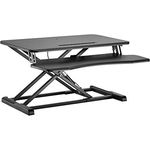 LogiLink EO0033 - Verstellbarer Schreibtischaufsatz mit Tastaturablage mit Gasdruckfeder + eingebauter Haltevorrichtung für Tastatur/Maus Ablagefläche, Schwarz