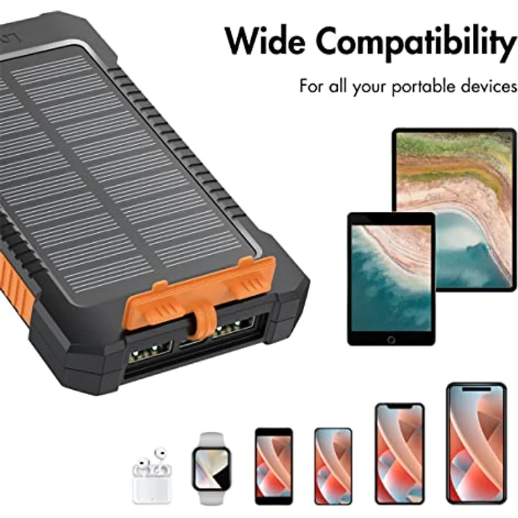 LogiLink Solar-Powerbank 8000 mAh orange Powerbank – Bild 6