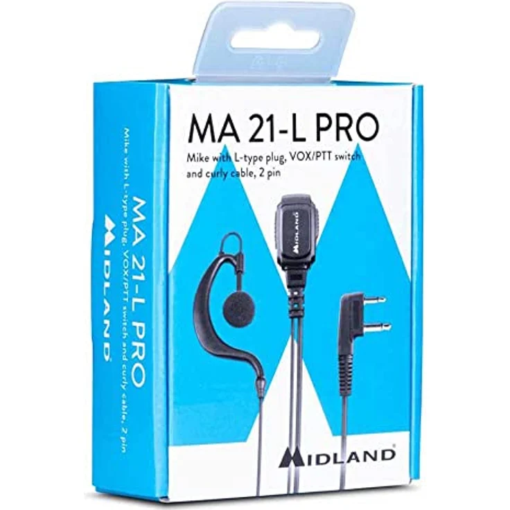 Midland MA 21-L Pro, Kopfhörer mit verstellbarem Ohrhörer und Clip-Mikrofon, Schwarz – Bild 2