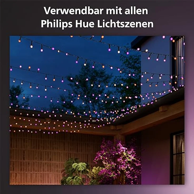 Philips Hue Festavia Lichterkette, White & Color Ambiance, 250 Mini LEDs, 20 m, wasserdicht, kompatibel mit Amazon Alexa – Bild 3