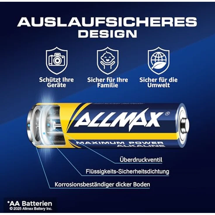 ALLMAX AA Mignon (LR6) Maximum Power Alkaline Batterien, 48 Stück – Ultra-langlebig, auslaufsicher, 10 Jahre Haltbarkeit, 1,5 V – Bild 4