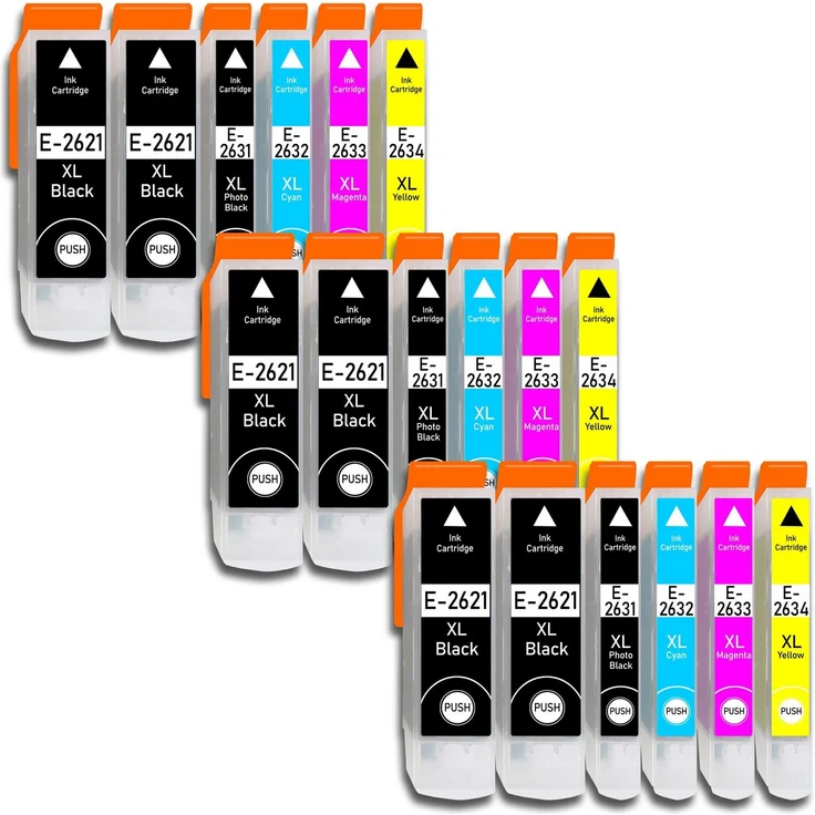 Druckerparadies 18er Multipack für Epson 26XL Tintenpatronen Set Tintenpatrone (18-tlg., hohe Kapazität, für XP510 XP520 XP600 XP605 XP610 XP615 XP620 XP625 XP700 XP710 XP720) – Bild 1