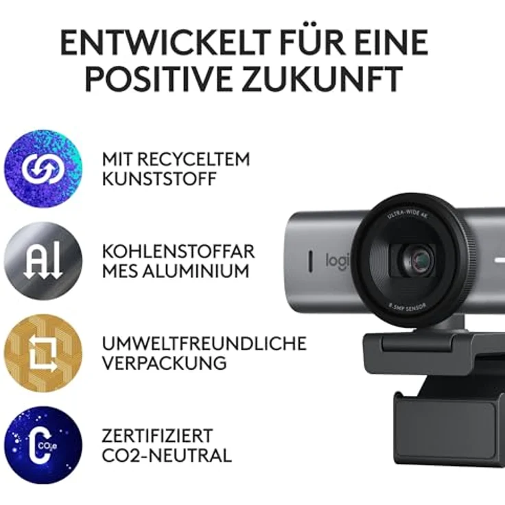 Logitech MX Brio 705 for Business (8.50 Mpx), Webcam, Grau – Bild 7