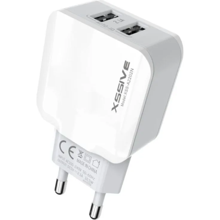 COFI 1453 2x USB 2.1A Schnell Wandladegerät Reiseladegerät Stecker mit 1m iPhone Ladekabel weiß