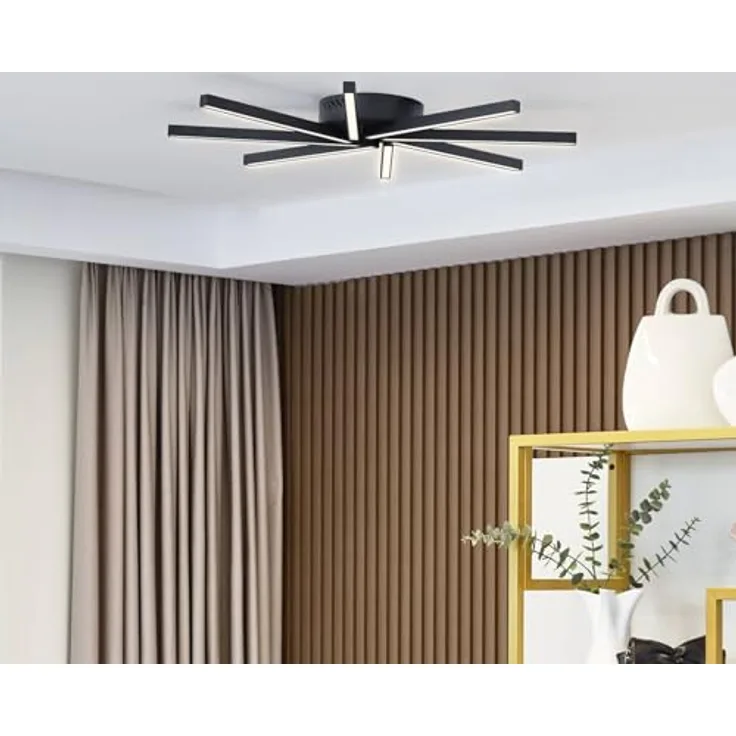 Lucande LED Deckenlampe dimmbar über Wandschalter, 43W warmweiß, Schwarz - Moderne Wohnzimmerlampe 4-stufig dimmbar
