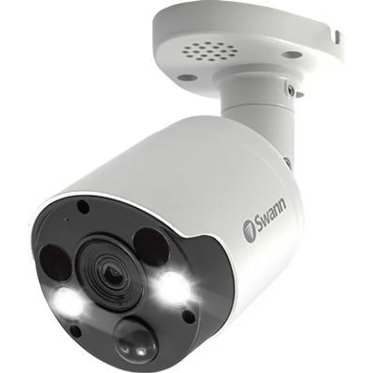 Swann NHD-887MSFB, IP-Sicherheitskamera mit 4K Auflösung, Nachtsicht bis 60m, Zwei-Wege-Audio, kabelgebunden, Weiß, für Innen & Außen