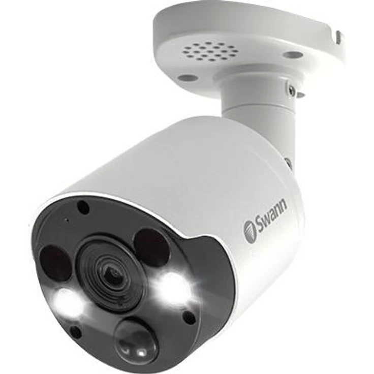 Swann NHD-887MSFB, IP-Sicherheitskamera mit 4K Auflösung, Nachtsicht bis 60m, Zwei-Wege-Audio, kabelgebunden, Weiß, für Innen & Außen
