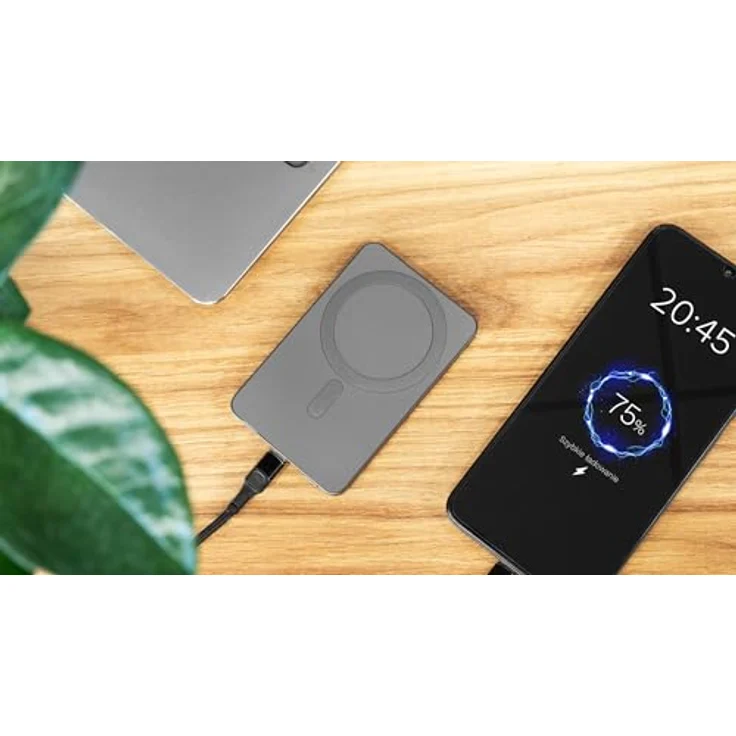 Kruger&Matz KM0911 Powerbank 5000 mAh MagSafe, grau, kabelloses und schnelles Laden, USB-C Anschluss, universell einsetzbar – Bild 7