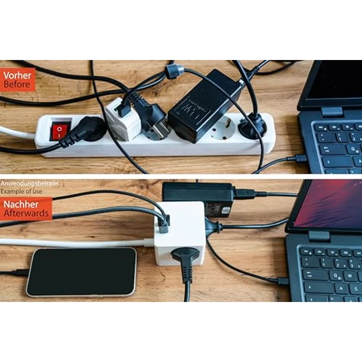 Kabelmeister Steckdosenverteiler, USB-C Port mit Power Delivery 3.0, kompakter Würfel in Weiß – Bild 6