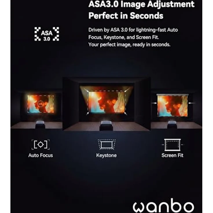 WANBO Beamer Togo Pro, Full HD LED Projektor mit 500 ANSI-Lumen, integriertem Lautsprecher, Autofokus und Google TV, 3,5 Stunden Akkulaufzeit – Bild 9