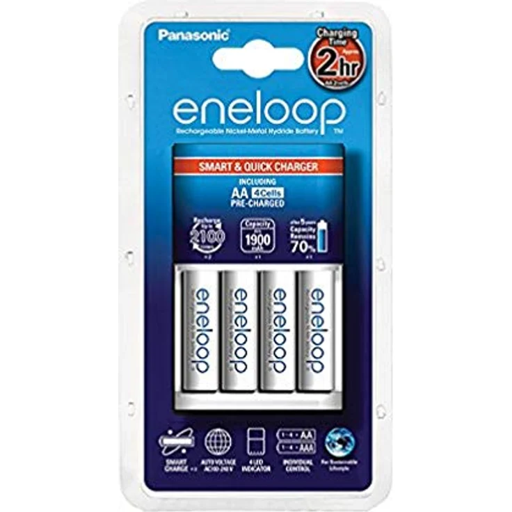 Panasonic eneloop Schnell-Ladegerät mit 4x eneloop AA (1.900 mAh, 2.100 Ladezyklen) - – Bild 2