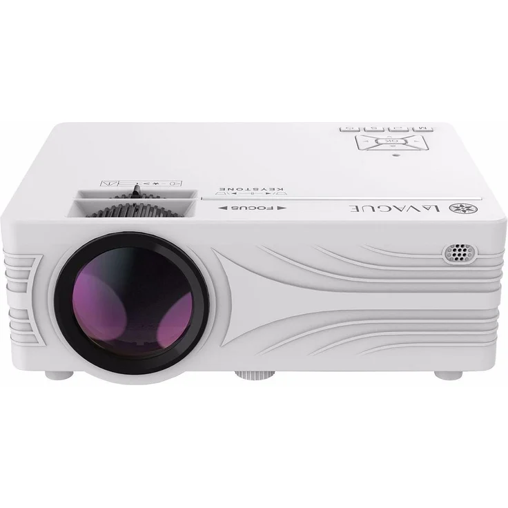 La Vague LV-HD240 BUNDLE, HD Beamer mit 2000 lm und faltbarer DIY-Leinwand, Weiss