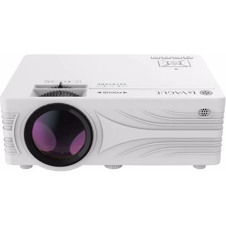 La Vague LV-HD240 BUNDLE, HD Beamer mit 2000 lm und faltbarer DIY-Leinwand, Weiss