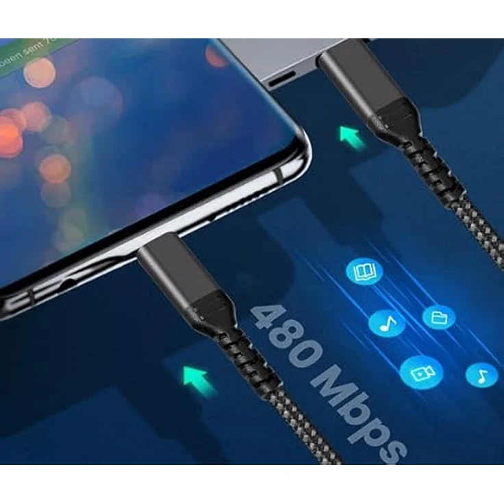 INF USB-C zu USB-C Kabel, 5A/20V PD 100W Ladegerät, geflochtenes Nylon, schwarz, 2 m – Bild 4