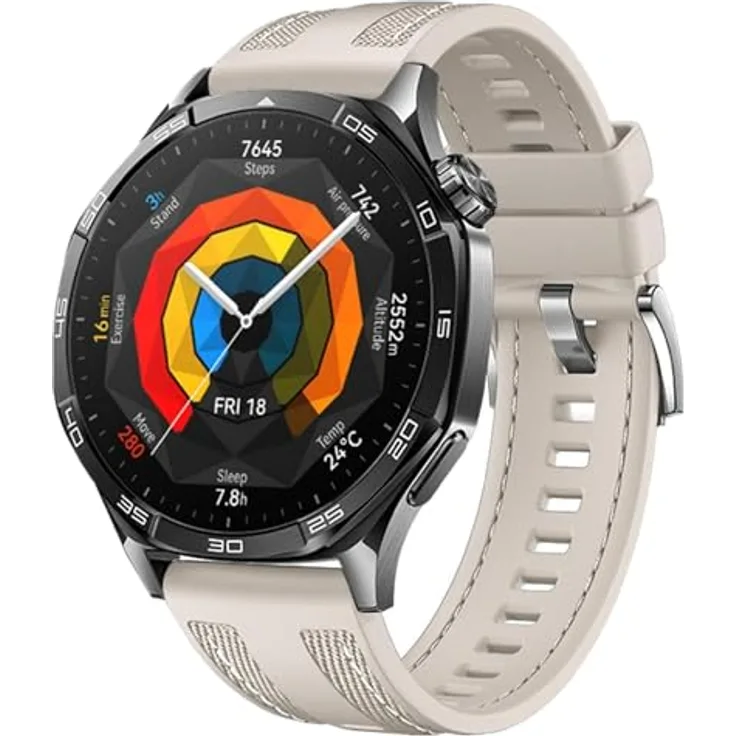 GIOPUEY Armband für Huawei Watch GT 6/GT 5 46mm/GT6 Pro/GT5 Pro, Weiches Silikon Ersatzarmband, Verschleißfest & Atmungsaktiv - beige