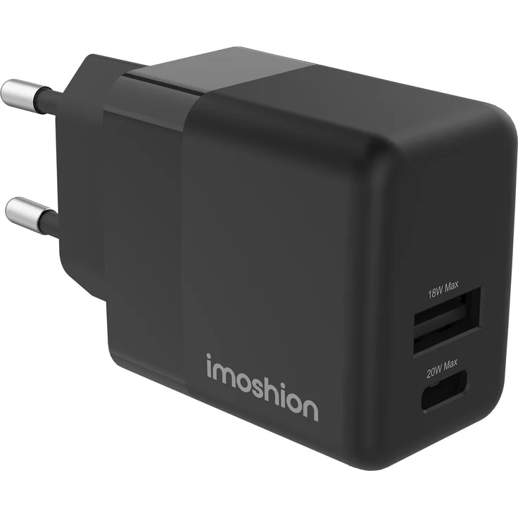 iMoshion Wandladegerät mit USB-C- und USB-Anschluss, 20 Watt Power Delivery, schwarz