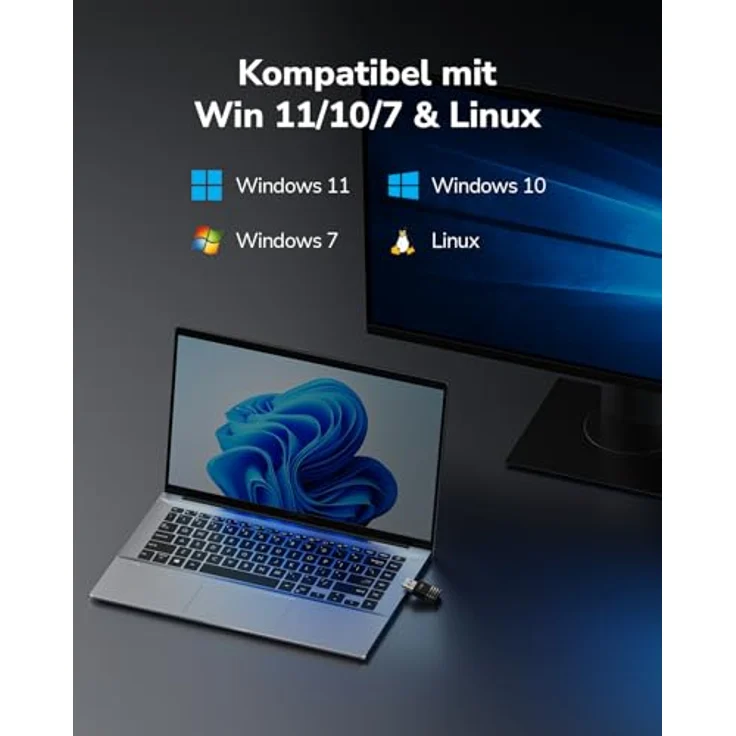 Cudy AX900 WU900 1.0, Dual-Band Wi-Fi 6 USB Adapter, 600 Mbit/s, kabellos, schwarz – Bild 6