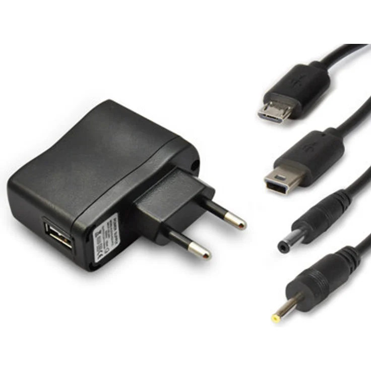 Hamlet Universal-Wandladegerät 4 in 1, USB 2A, Schwarz, für Smartphone und Tablet, kompakt und leicht, 5 V Ausgangsspannung