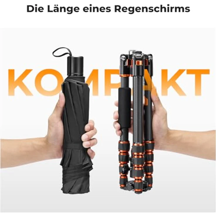 K&F CONCEPT BA255 Carbon Stativ, 152cm leichtes Tripod mit 360° Kugelkopf und 1/4" Gewinde, inkl. Tragtasche für DSLR Kameras, flexibel und einbeinstativfähig – Bild 2