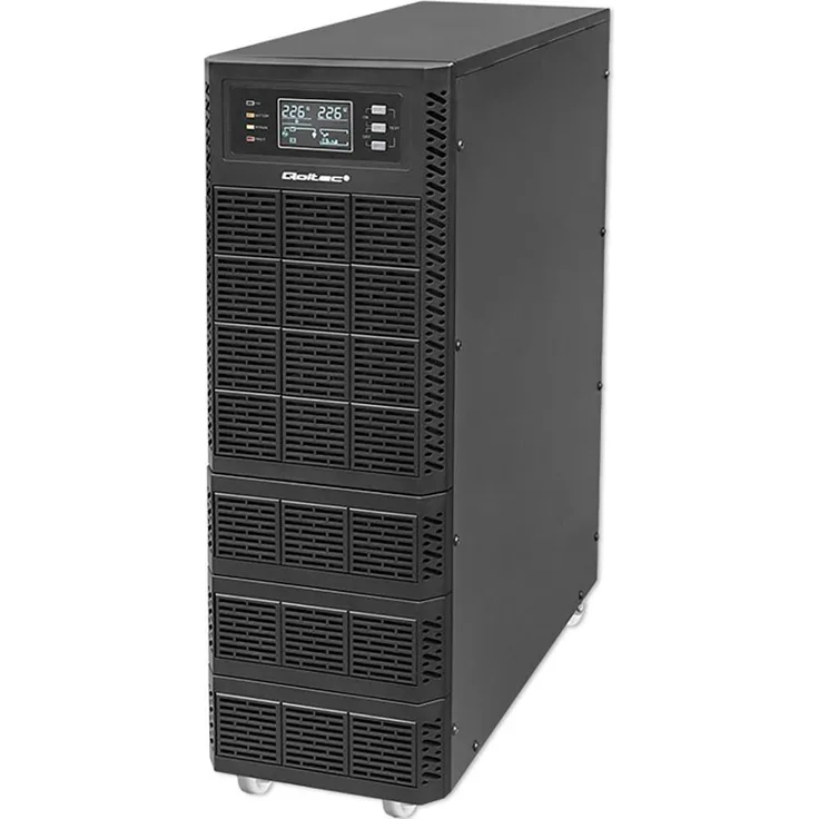 Qoltec USV 6 kVA, 6000 W Online-USV mit Leistungsfaktor 1,0, LCD, EPO und USB