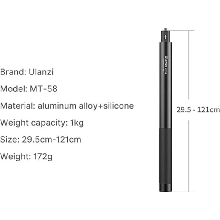 Ulanzi MT 58, Erweiterbarer Selfie Stick für GoPro/Insta360/DJI, 29.5 - 121 cm Länge – Bild 8