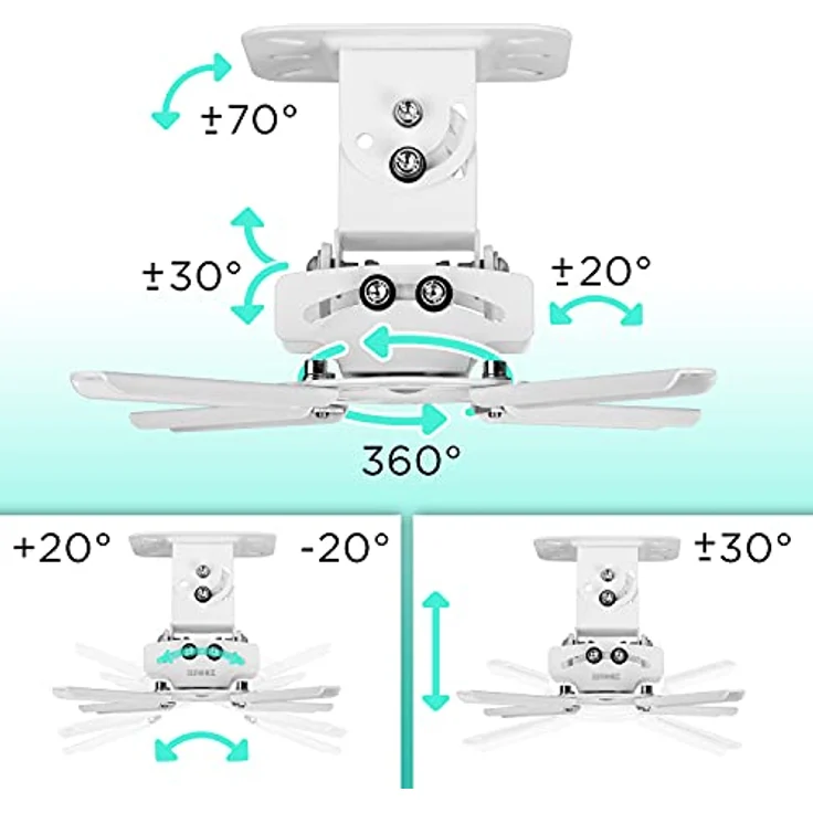 Duronic PB05XB Beamer Halterung | Universal Wandhalterung für Projektoren | drehbar und schwenkbar | Traglast bis zu 13,6 kg | 360° Rotation – Bild 3