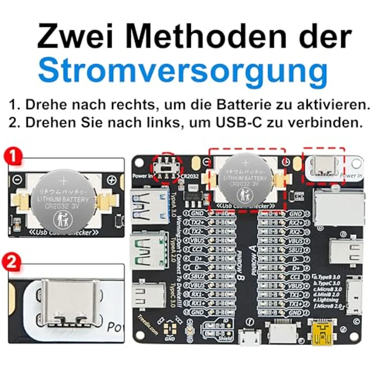 Treedix USB-Kabeltester, Prüfplatine für USB-C, USB-A, USB-B, Micro, Mini und Lightning mit LED-Anzeige zur Kabeldiagnose – Bild 5