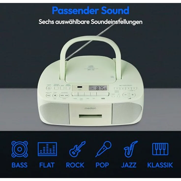 Medion® Radio (AM- / FM- Tuner, MW / UKW mit RDS, 3 W, grün) – Bild 3