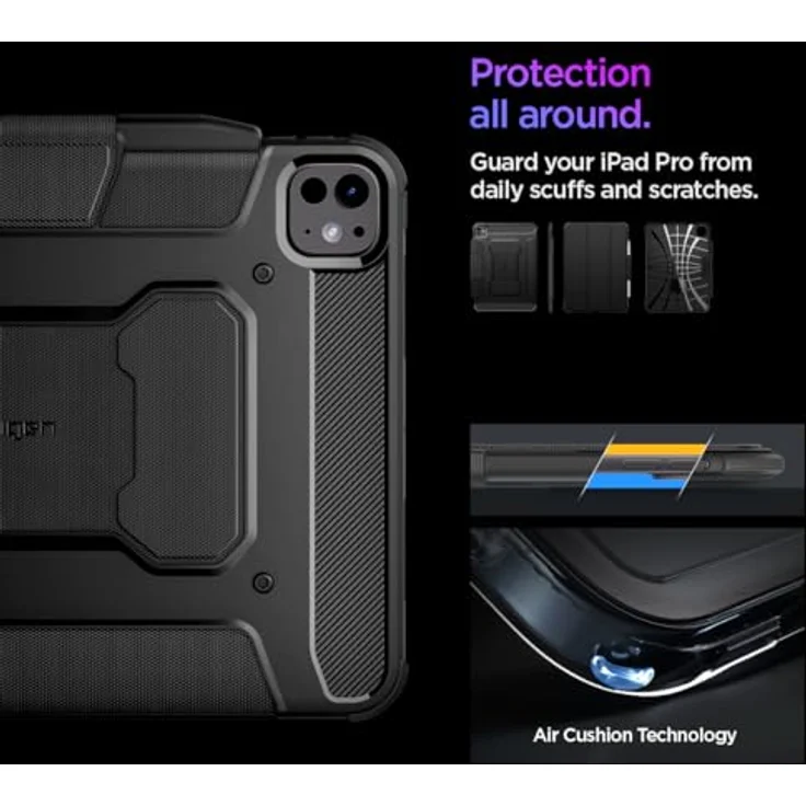 Spigen Rugged Armor Pro Hülle für iPad Pro 11 Zoll 5.Generation M4 (2024) - Schwarze Schutzhülle mit Stifthalter und Auto Schlaf/Wach Funktion – Bild 4