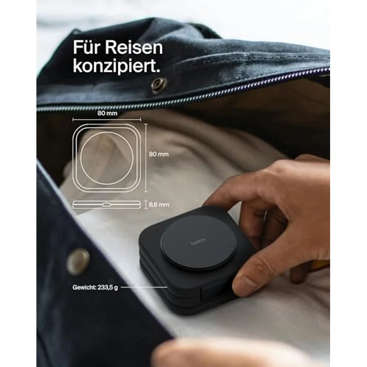 Belkin BoostCharge Pro 3-in-1 Reise Ladestation - Qi2-zertifiziert, 15W MagSafe Ladegerät für iPhone, Apple Watch und AirPods – Bild 5