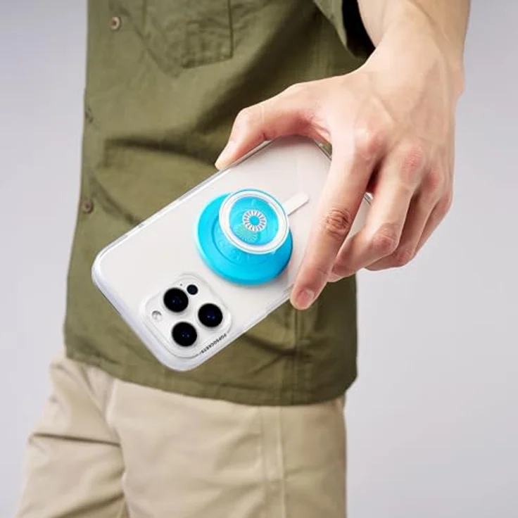 PopSockets PopGrip für MagSafe, telefon grip mit Kickstand und austauschbarem Top, sicherer Halt für iPhone MagSafe Hüllen - Blau Opaleszent – Bild 3