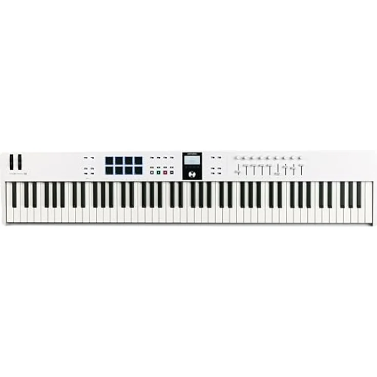 Arturia KeyLab Essential 88 mk3 Universal-MIDI-Controller-Keyboard für Musikproduktion - Weiß, inklusive Pro-Software, 88 Vollformat-Tasten, 9 Drehregler, 9 Fader, Modulations-/Bend-Räder und 8 Pads – Bild 2