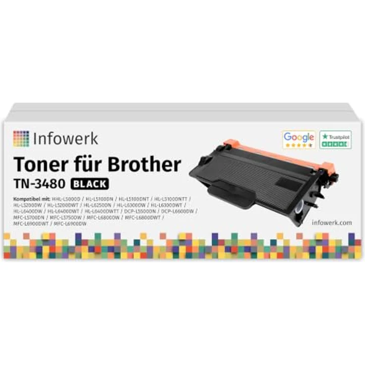 Infowerk Toner TN3480, 3er Set schwarz, kompatibel mit Brother Druckern, ca. 1.000 Seiten pro Patrone – Bild 1