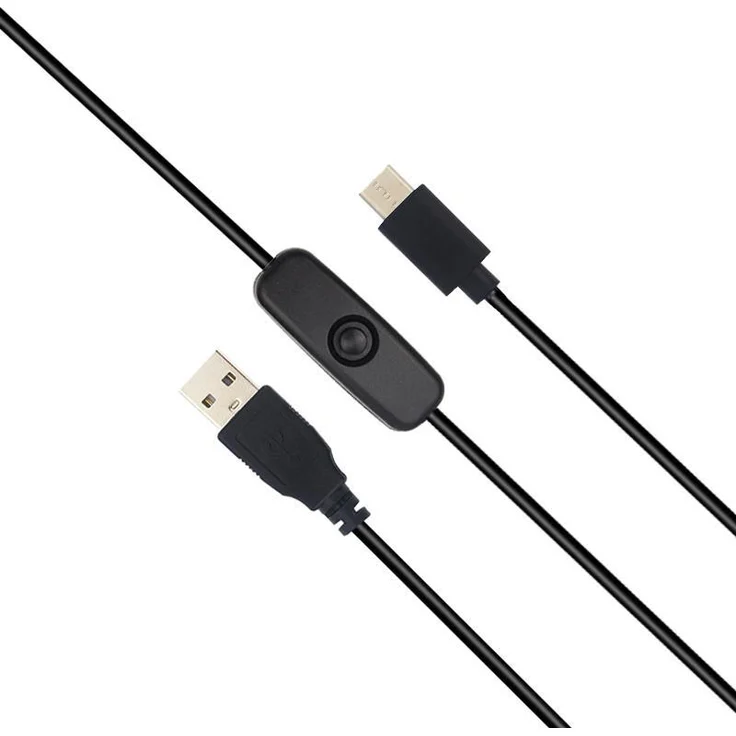 BerryBase USB DC-Kabel mit Schalter, USB Typ A zu Typ C, 1,0m, schwarz