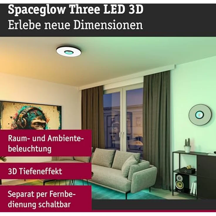 Paulmann 71038 LED Deckenleuchte Spaceglow Three RGB+ 1.200lm 400mm 230V 21W Schwarz matt dimmbar Wand-/Deckenleuchte - Preisvergleich – Bild 3