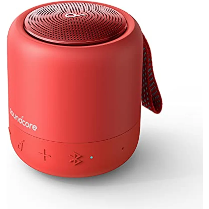soundcore Anker Mini 3 Bluetooth-Lautsprecher mit BassUp und PartyCast Technologie, USB-C, Wasserschutz IPX7, Individueller EQ, Rot – Bild 1