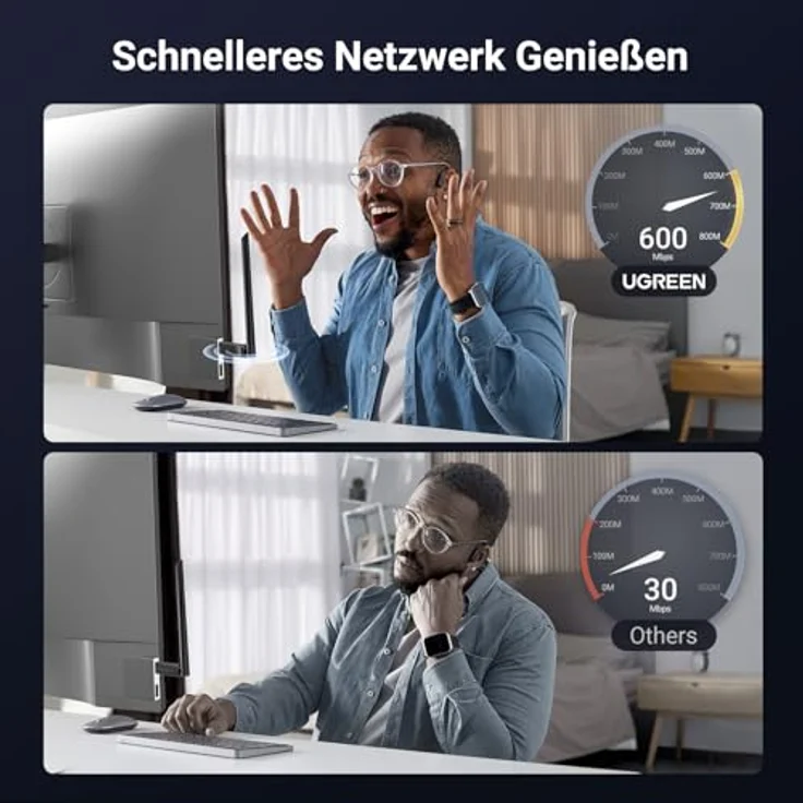 UGREEN AX900 WLAN Stick, WiFi 6 Adapter mit Dual Band 2,4G/5GHz, 6dBi Antenne, 600 Mbps, WPA2-PSK, kompatibel mit Windows 11/10 – Bild 5