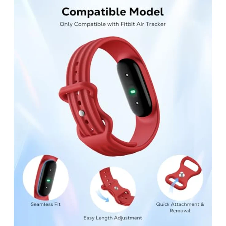 Astorgos Ersatz-Sportarmband für Fitbit Air, Flexibles Silikon, Schweiß- und wasserresistent, Einheitsgröße (5,9'-8,6') – Bild 4