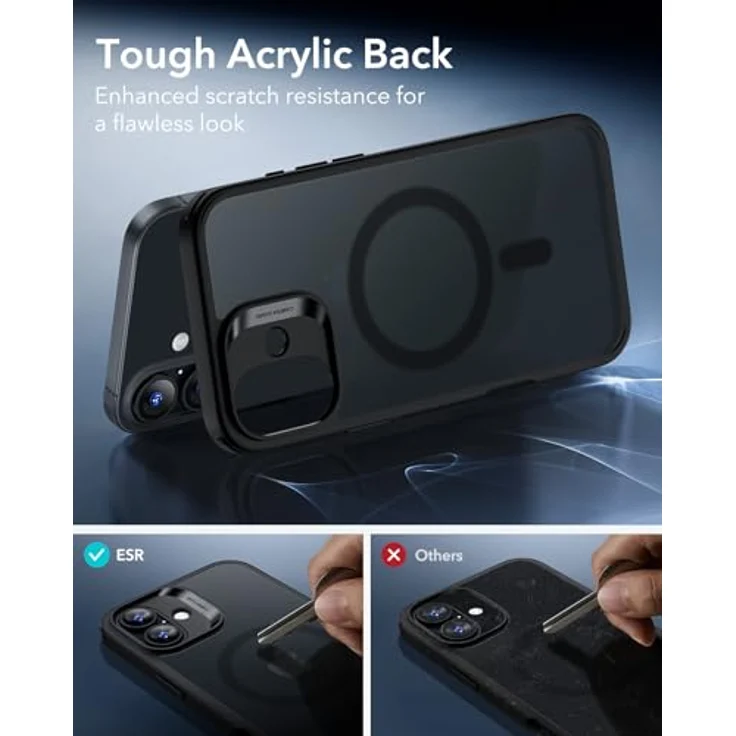 ESR iPhone 16 Hülle, MagSafe-kompatible, stoßfeste Militärnorm Schutzhülle, vergilbungsbeständig, kratzfeste Rückseite, schwarz – Bild 5
