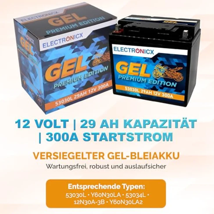 Electronicx Extreme Edition GEL Batterie 29Ah 12V, wartungsfrei, auslaufsicher, vibrationsfest für Motorrad, Roller und Quad – Bild 5
