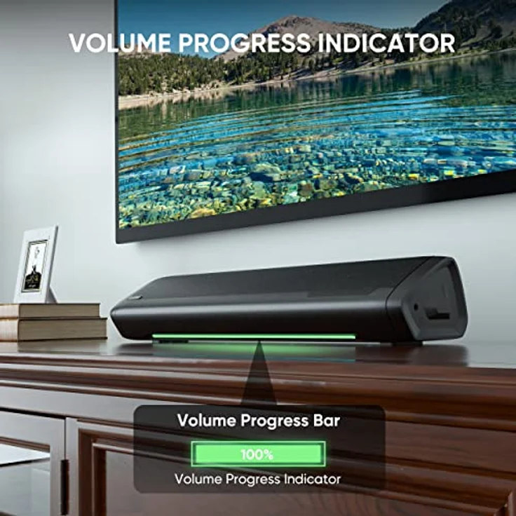 Saiyin Soundbar für TV Geräte, TV Lautsprecher für Fernseher mit Visuelle Lautstärkeregelung, TV-Soundbar mit Bluetooth, AUX und optischen Eingängen, wandmontierbar – Bild 2