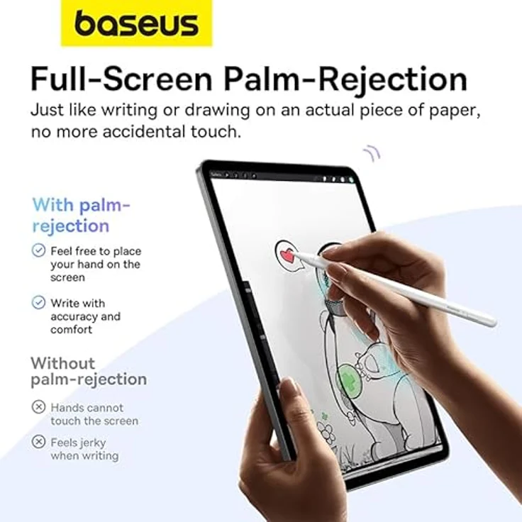 Baseus Smooth Writing Stylus Lite, Eingabestift mit LED-Anzeigen, aktiv, weiß, inklusive Ersatzspitze und USB-C-Ladekabel – Bild 6