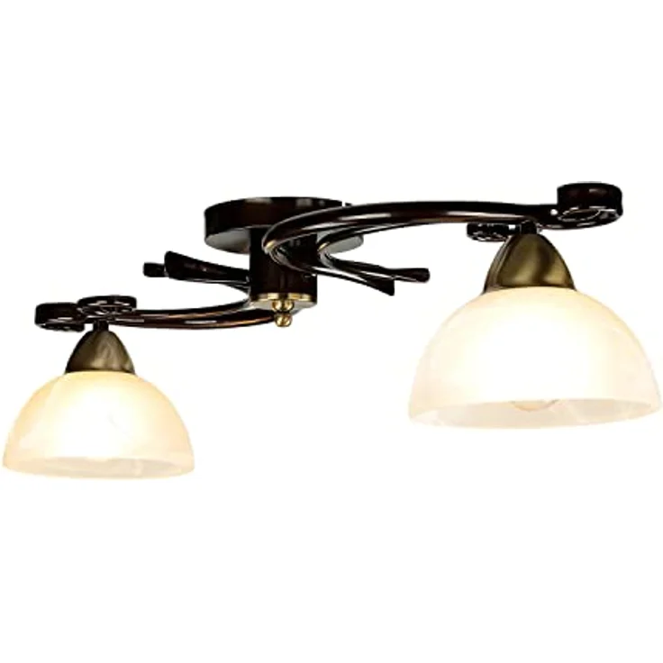 Licht-Erlebnisse Deckenlampe Glas Metall in Dunkelbraun Gold H:12 cm E27 Landhaus blendarm Rustikale Deckenleuchte AURORA - Preisvergleich – Bild 3