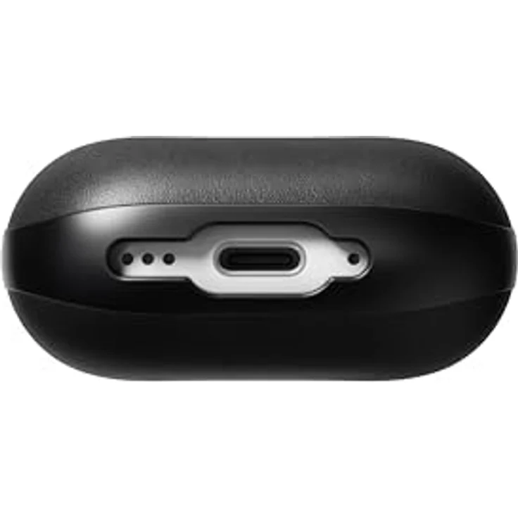 NOMAD Modern Leather Case für Airpods 4, robuste Schutzhülle aus Polycarbonat und Echtleder mit gummierten TPE-Bumper, schwarz – Bild 8