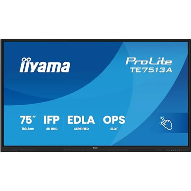 iiyama Prolite TE7513A-B1AG 189.3cm 75" IPS LED Large Format Display 4K UHD 40 Touchpunkte PureTouch-IR⁺ HDMI DP USB-C USB3.2 RS-232c RJ45 HDMI-Out 7H OPS WiFi Android 14 OS iiControl NFC AntiGlare, Schwarz – Bild 2