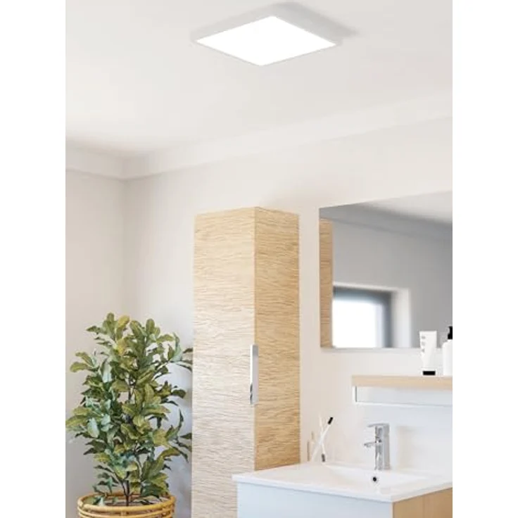 EGLO LED Deckenleuchte Fueva 6, eckige Badezimmer Deckenlampe, IP44, 29 x 29 cm, weiß – Bild 5