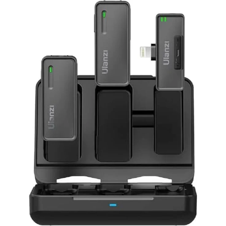 ULANZI UW-MIC Wireless Dual Record Neck Mikrofon Lightning, 2.4GHz digitale Frequenz, MFI Apple zertifiziert
